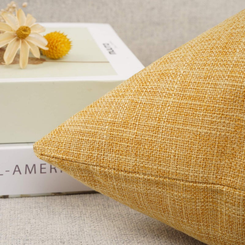 YOUR SMILE Solid Color Cotton Linen Decorative Throw Pillow Case Cushion Cover Pillowcase for Couch Sofa Bed,12 X 20 Inches (Dark Yellow) - Image 5